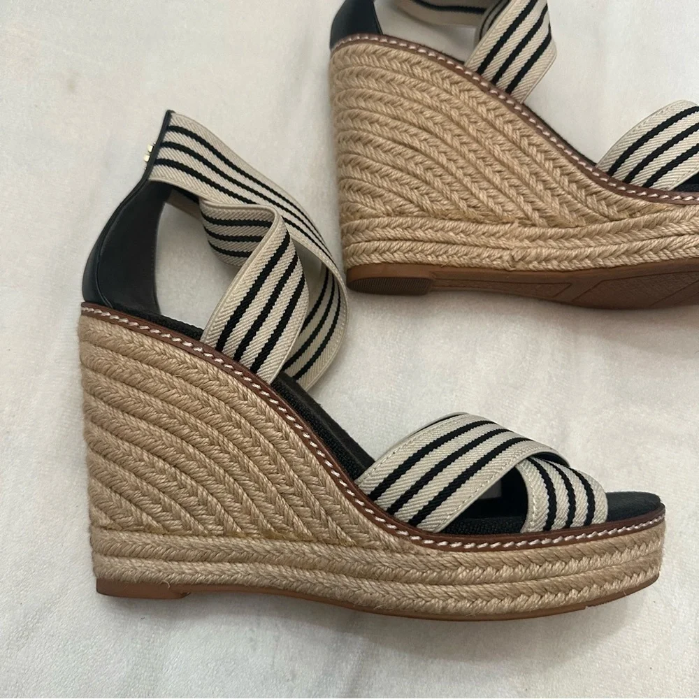 Tory Burch Women's Frieda Platform Wedge Espadrille Sandals Size 8.5M